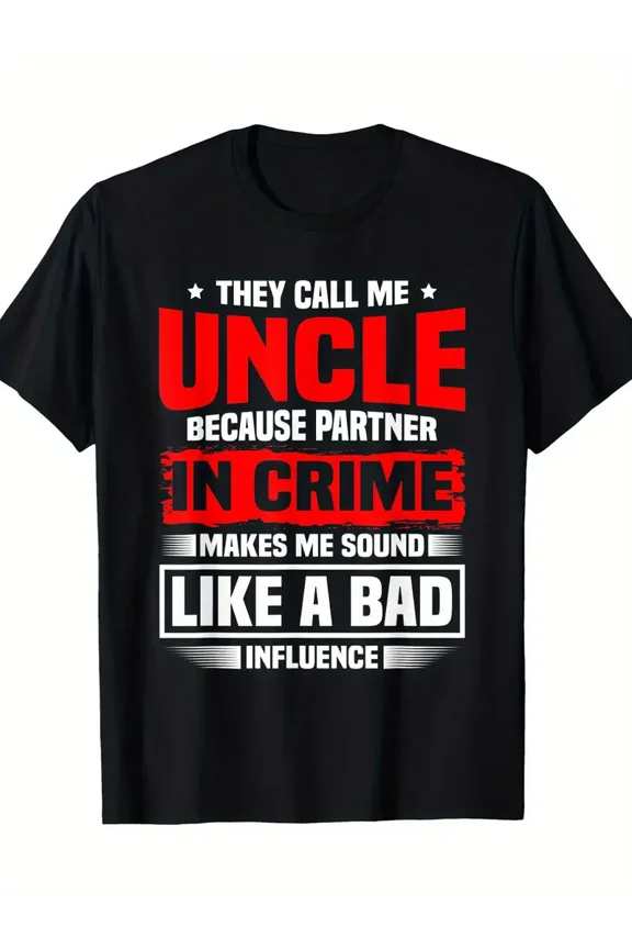 Funny Partner in Crime Uncle Quote Gift for Men 100% Cotton Short Sleeve T-Shirt
