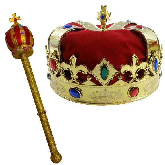 Funny Party Hats Kings Crown - Crown and Scepter - Costume Hats - Royal King's Crown - Costume Dress Up Set