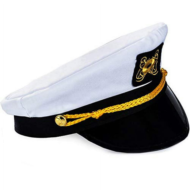 Funny Party Hats Yacht Captain Hat – Sailor Cap, Skipper Hat, Navy Marine  Hat - Costume Accessories (Captain Hat)
