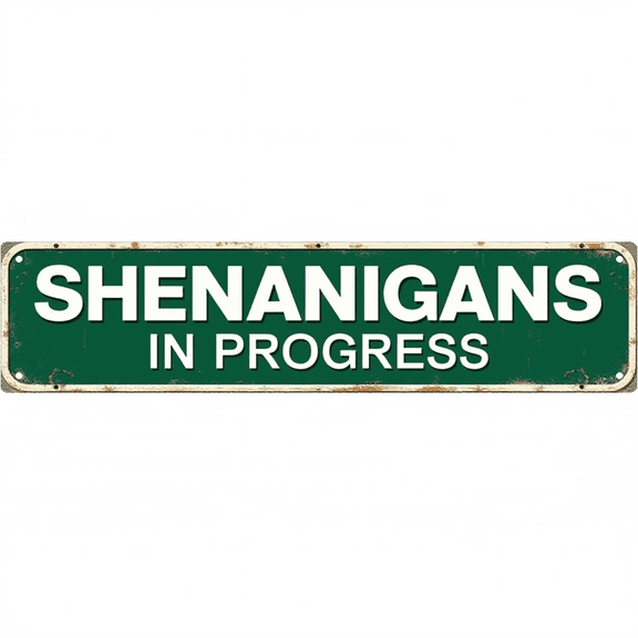 Funny Party Tin Sign 16x4 Inch Shenanigans in Progress Design - Ideal for Man Cave, Patio, Outdoor Decor