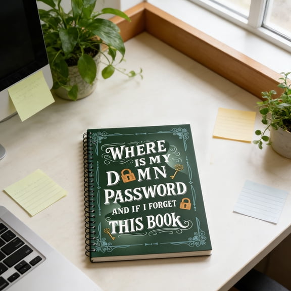 Funny Password Keeper Book, A5 Spiral Notebook for Login & WiFi Codes, Humorous Lined Journal Notepad, Portable Wire-Bound Organizer Gift for Office Home School, 2 Pack