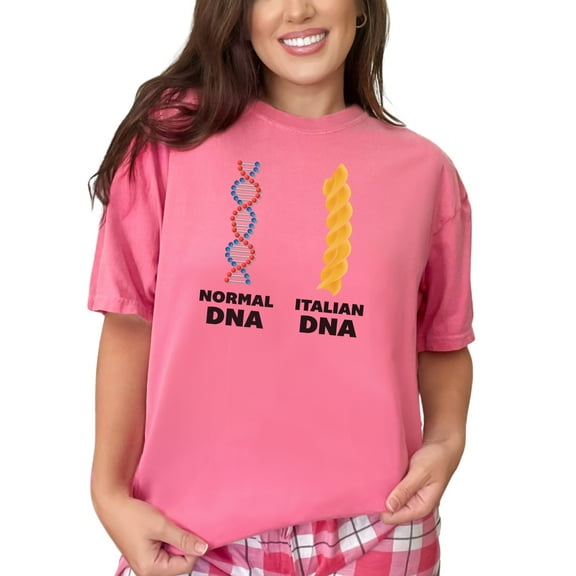 Funny Pasta Lover Illustration DNA, Crunchberry Comfort Colors T-Shirt, XL
