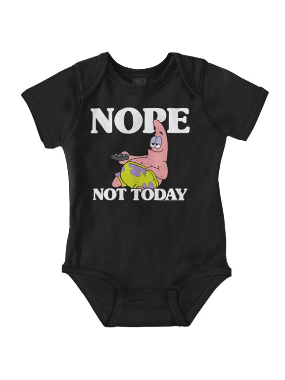 Funny Patrick Cartoon Nope Not Today Romper Boys or Girls Infant Baby Brisco Brands 18M