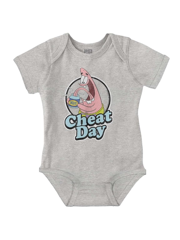 Funny Patrick Star Cartoon Cheat Day Romper Boys or Girls Infant Baby Brisco Brands 6M