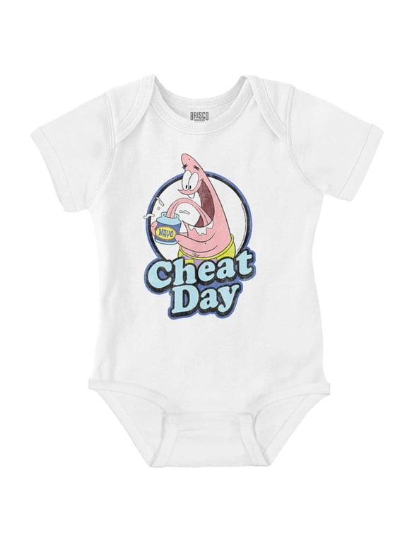 Funny Patrick Star Cartoon Cheat Day Romper Boys or Girls Infant Baby Brisco Brands 6M