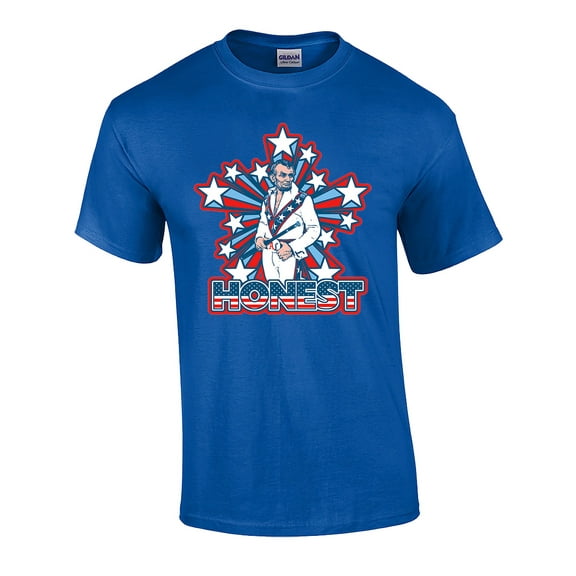 Funny Patriotic Honest Abe Graphic Short Sleeve T-Shirt-Royal-Medium