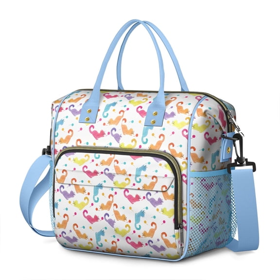 Funny Paw Print Insulated Lunch Bag – Large Leakproof Cooler Tote with Cute Cat Pattern, Dual Compartments for Office, Picnic, or Daily Use