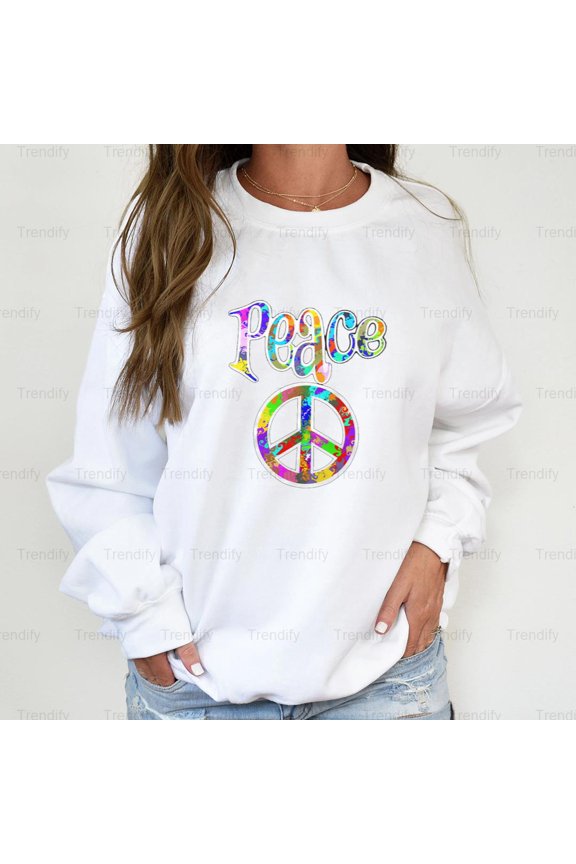 Funny Peace Man Hippie Retro 60s 70s Graphic Unisex Sweatshirt M392072, Up to Size 5XL