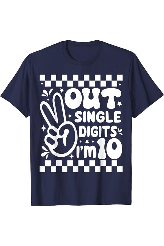 Funny Peace Out Single Digits I'm 10 Year Old 10th Birthday T-Shirt, Unisex T-Shirt