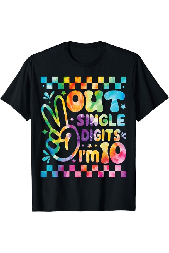 Funny Peace Out Single Digits I'm 10 Year Old 10th Birthday T-Shirt