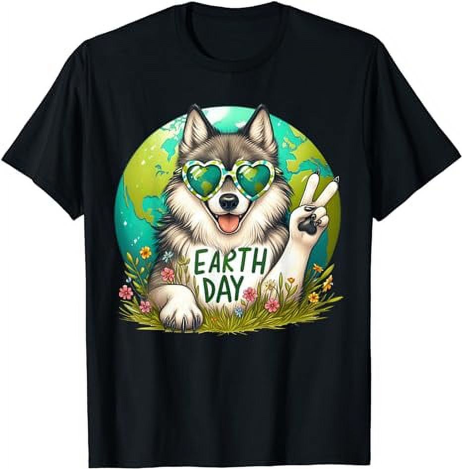 Funny Peace Sign Hand Wolf Kids Mens Womens Earth Day Wolves TShirt