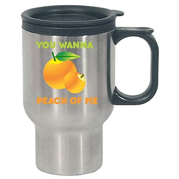 Funny Peach - Fruit Produce Snack - Tree Pit Humor - Stainless Steel Travel Mug