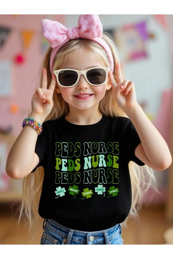 Funny Peds Nurse Shamrocks St Patrick's Day Nurse Kids T-Shirt Graphic T-shirts for boys and girls