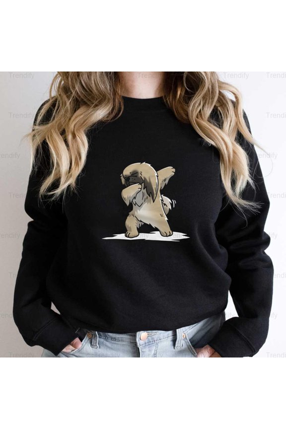 Funny Pekingese Dabbing Dog Dab Dance Move Graphic Unisex Sweatshirt M392073, Up to Size 5XL