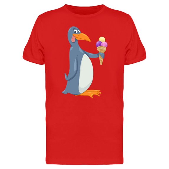 Funny Penguin And Ice Cream Cone Tee Men's -Image by Shutterstock