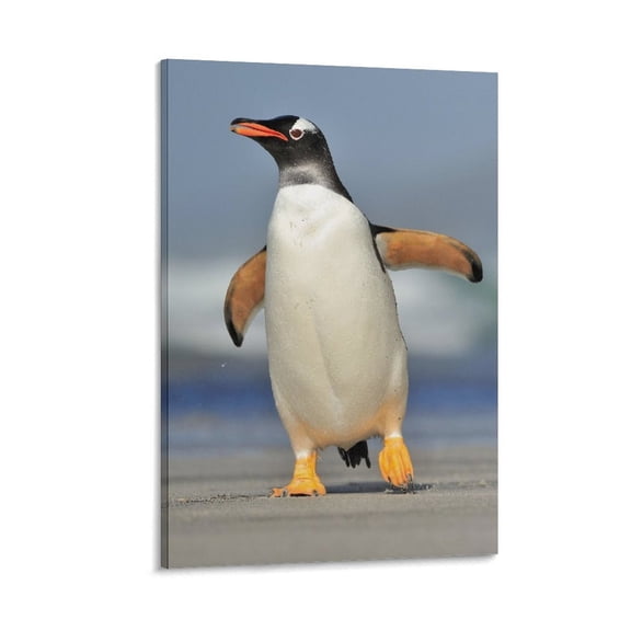 Funny Penguin Cute Black And White Penguin Kawaii Animal Wall Art Picture Painting Poster Canvas Print Posters Artworks Bedroom Living Room Decor 16x24inch(40x60cm)