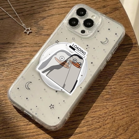 Funny Penguin Phone Grip | Loading Meme Pop Grip | Cute Penguin Phone Holder | Relatable Humor Gift