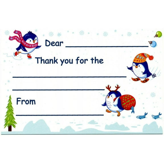 Funny Penguins Kid's Christmas Thank You Postcards - 4in. x 6in. - 10 Pack