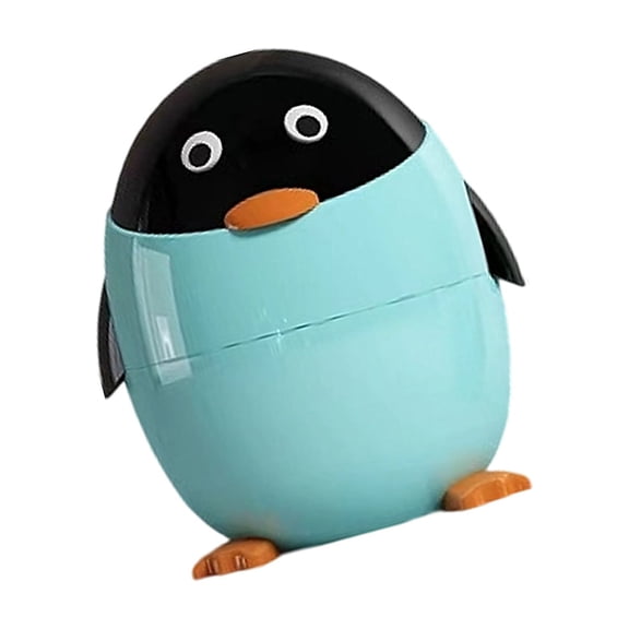 Funny Penguins Shape Waste Bin Easy Cleaning ABS Garbage Bucket Trash Can for Tight Space of Home Kitchens Office Use