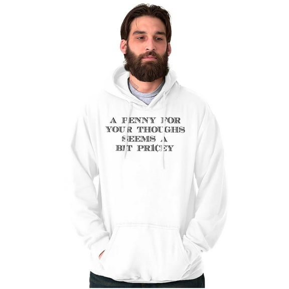 Funny Penny For Your Thoughts Joke Unisex Plus Fleece Graphic Hoodie Brisco Brands 2X