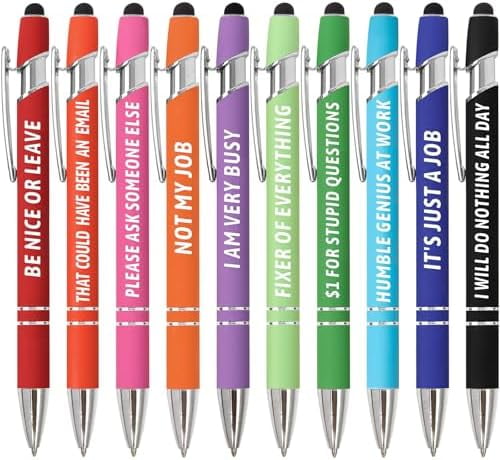 Funny Pens Sarcastic Ballpoint Pens for Adults Snarky Office Supplies for Coworker Women Men Work Colleague Favors 10 PCS