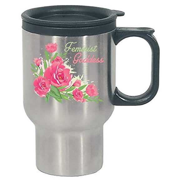 Funny Peony - Feminist Goddess - Beautiful Flower Blossom Color Bloom Humor - Stainless Steel Travel Mug