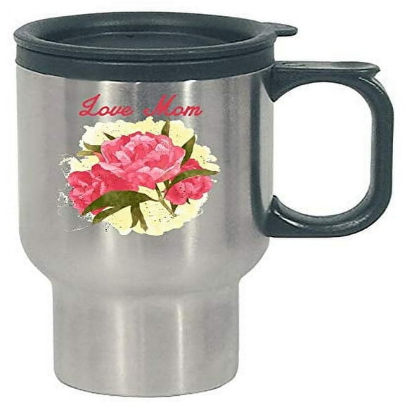 Funny Peony Travel Mug for Mom - Colorful Stainless Steel Flower Bloom Design