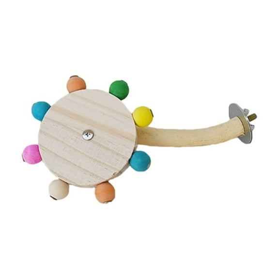 Funny Perch Toy with Rotating Balls Wood Interactive Bird Stand Colorful Parrot Foraging Toy Rotating Windmill Toy for Lovebirds