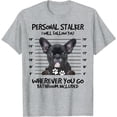 thumbnail image 1 of Funny Personal Stalker Black French Bulldog Softstyle Unisex T-Shirt, 1 of 5