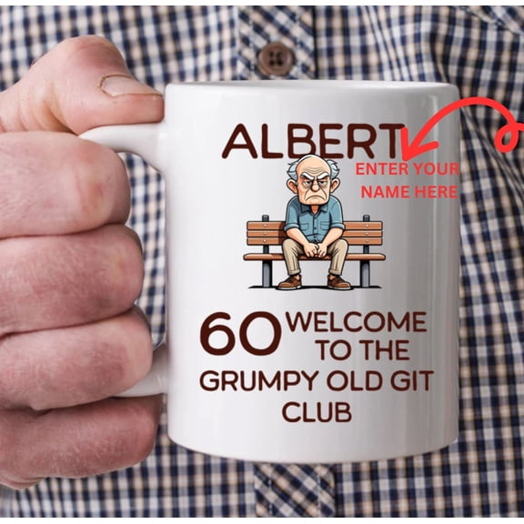 Funny Personalised Grumpy Old Git Club Mug 60th Birthday Present Gift for Him