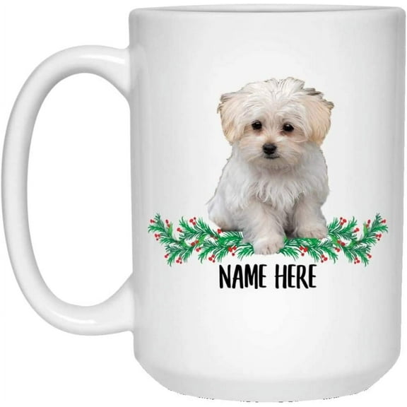 Funny Personalized Text Gifts Morkie White Custom Name Christmas 2022 Gifts White Coffee Mug White 15oz