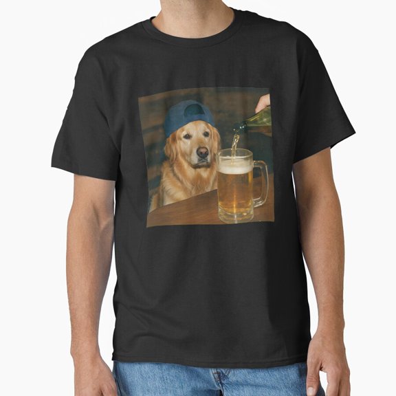 Funny Pet Drinking Beer Baseball Cap Animal Meme Humorous Tee T-Shirt