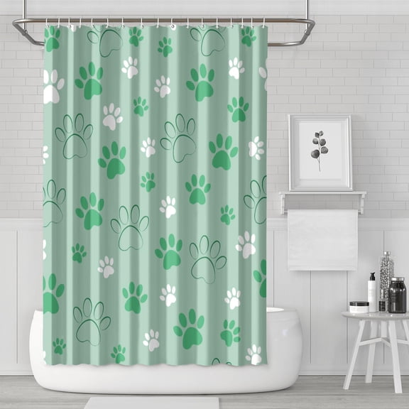 Funny Pet Lovers Shower Curtain - Cartoon Furry Friend Pattern 72x72 Inch Waterproof Machine Washable Decor