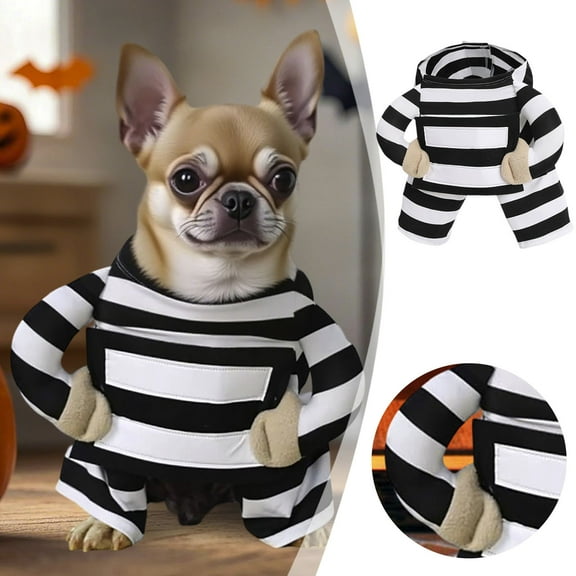 Funny Pet Prisoner -Cute Prison Pooch Robber Pup Halloween Outfit with Black and White Stripes for Small,Medium,Large Dogs,Ideal for Holiday Parties, Birthday Events & Photo Sessions