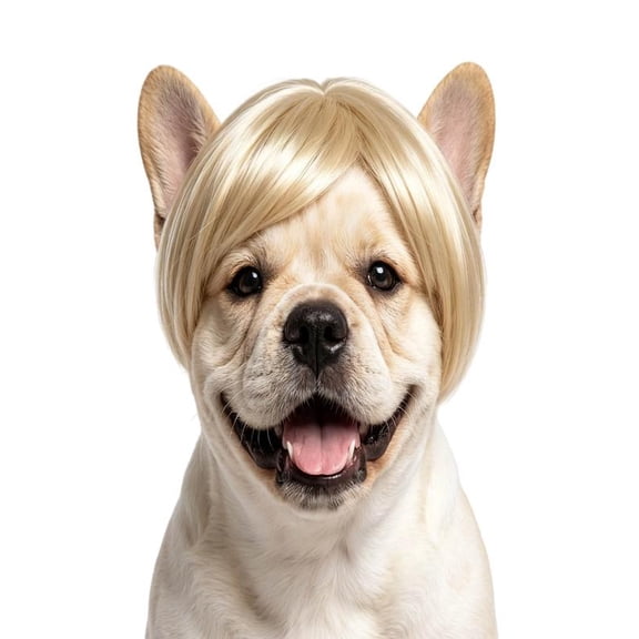 Funny Pet Wig for Dogs Cats Rabbits Adjustable Hairpiece Small Medium Animals Party Photo Prop Gold 40x14cm 1pc