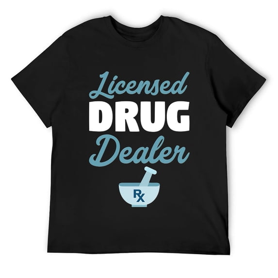 Funny Pharmacist Shirt 'Licensed Drug Dealer' Pharmacy Short Sleeve T-Shirt Black 4XL