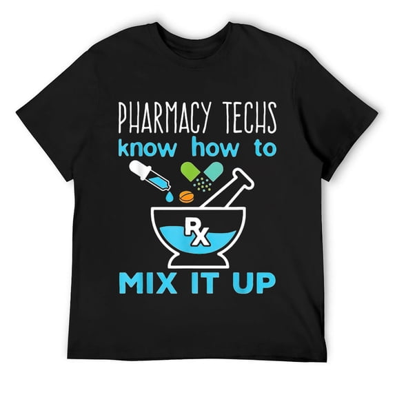 Funny Pharmacy Tech Technician CPhT Mortar Pestle Men Women T-Shirt Black
