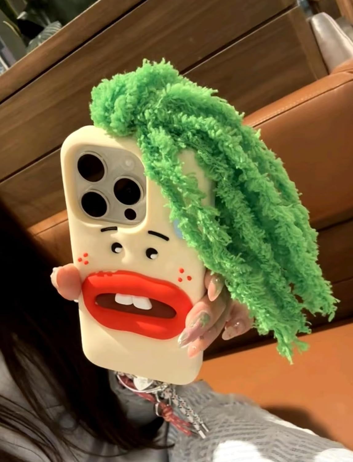 Funny Phone Case for iPhone 15 Pro Max, Cute 3D Sweating Emoticon Green ...