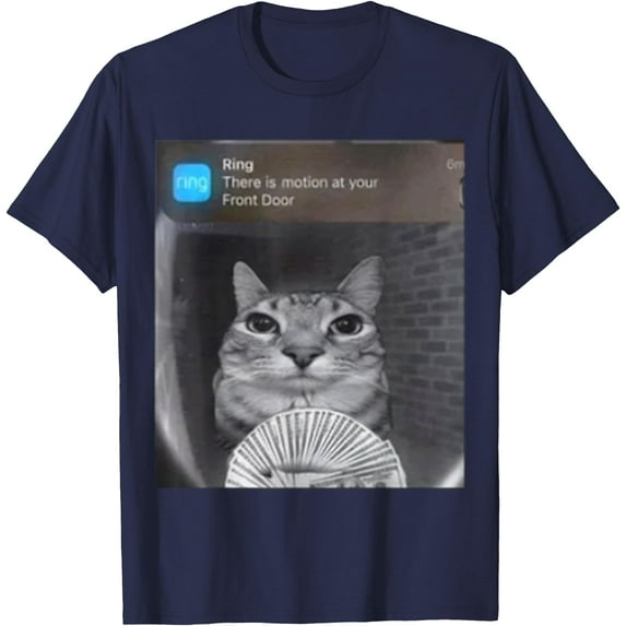 Funny Phone Ring Cat with Motion Nofication Meme Unisex T-Shirt for Men Women Kids Toddler,Navy Color,Size YM