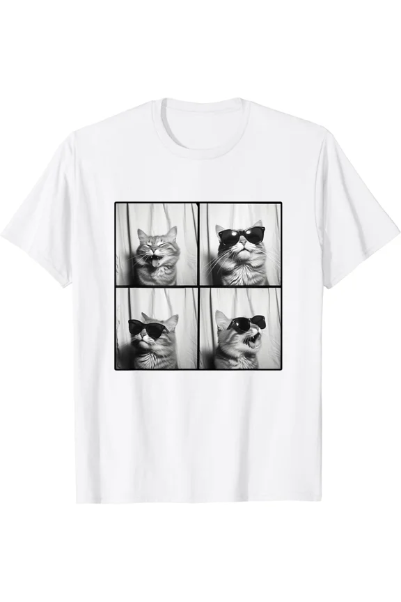Funny Photobooth Cat Selfie Photostrip Cute Kitten Pet Humor Unisex T-Shirt ,up to size 5XL