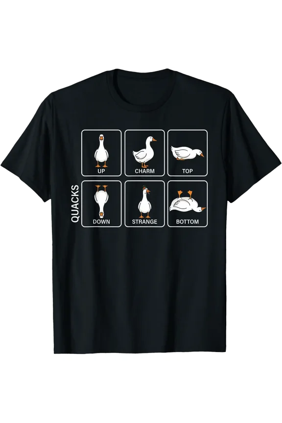 Funny Physics Pun Duck Quacks Meme Cute Goose Graphic T-Shirt