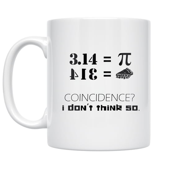 Funny Pi 11 oz Coffee Mug - 3.14 Equals Backwards 413 Spells Pie White Ceramic Gift