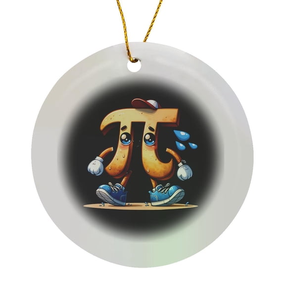 3drose, Funny Pi Character to Rejoice Math Pi Day on March 14 Gift, Charm, Circle Porcelain Ornament