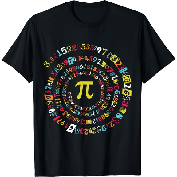 Funny Pi Day Shirt Spiral Pi Math Tee for Pi Day 3.14 T-Shirt Black Large