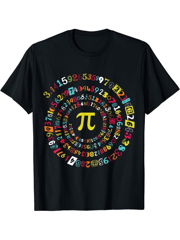 Funny Pi Day Shirt Spiral Pi Math Tee for Pi Day 3.14 T-Shirt Black Medium