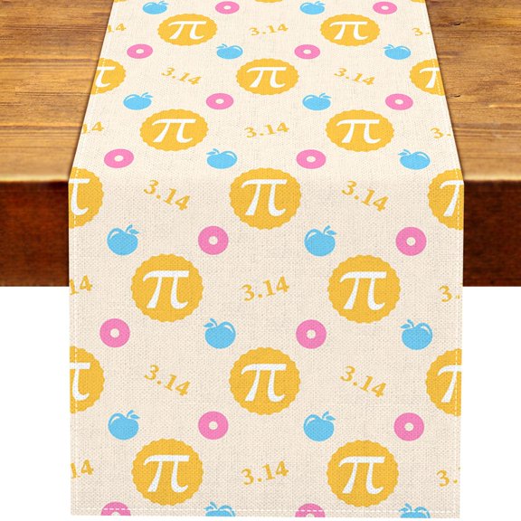 Funny Pi Day Spiral 3.14 Table Runner Math Party Decor Dining Room Kitchen Table Cover 13 x 72 Inches