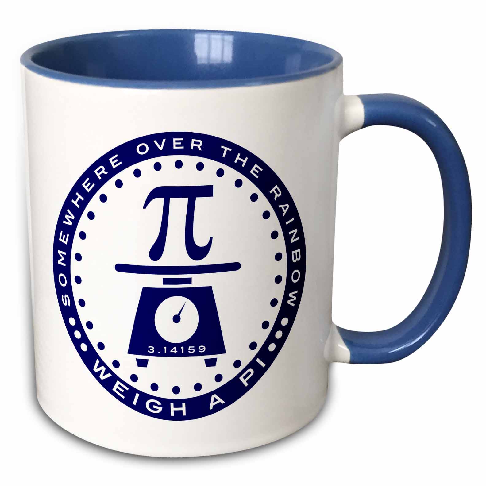3drose, Funny Pi Design with Scales- Weigh a Pi, 15oz Two-tone Blue Mug ...