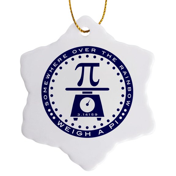 3drose, Funny Pi Design with Scales- Weigh a Pi, 3 inch Snowflake Porcelain Ornament