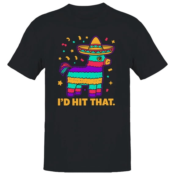Funny Piñata Fiesta Men's Black T-shirt