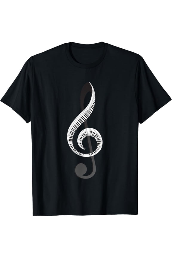 Funny Piano Gift For Men Women Cool Treble Clef Musical Note T-Shirt
